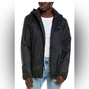 NWT RAINS Women’s Black Padded Nylon Full Zip Hooded Jacket Rain Resistant- M